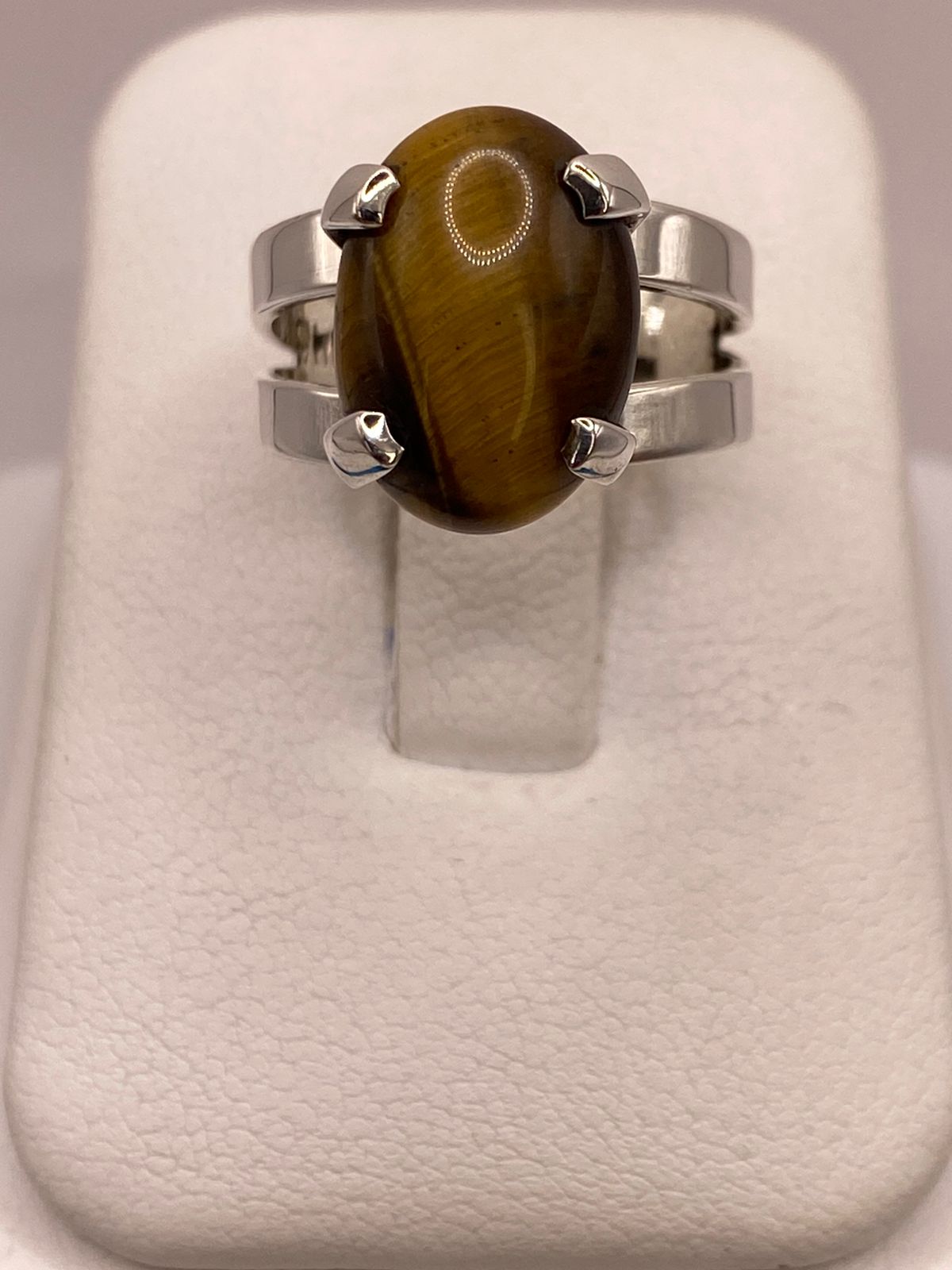ANILLO OJO DE TIGRE DE PLATA LEY 925