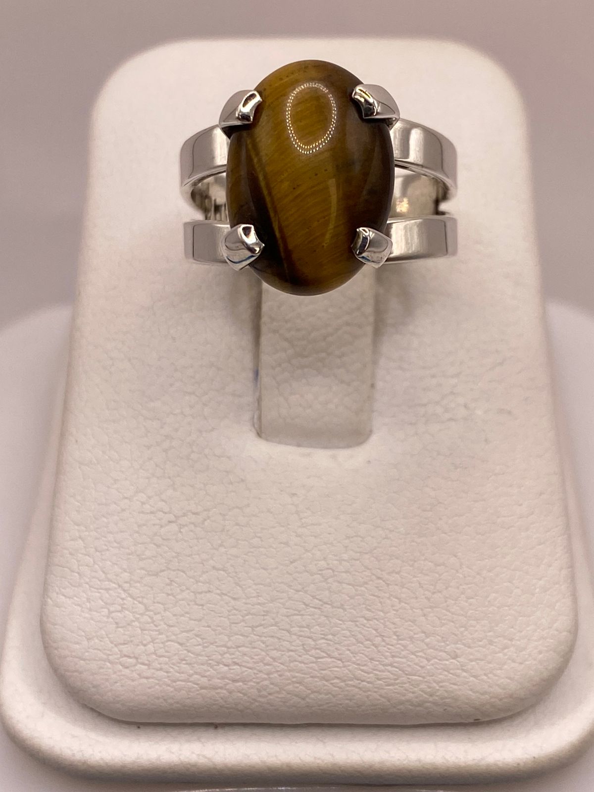 ANILLO OJO DE TIGRE DE PLATA LEY 925
