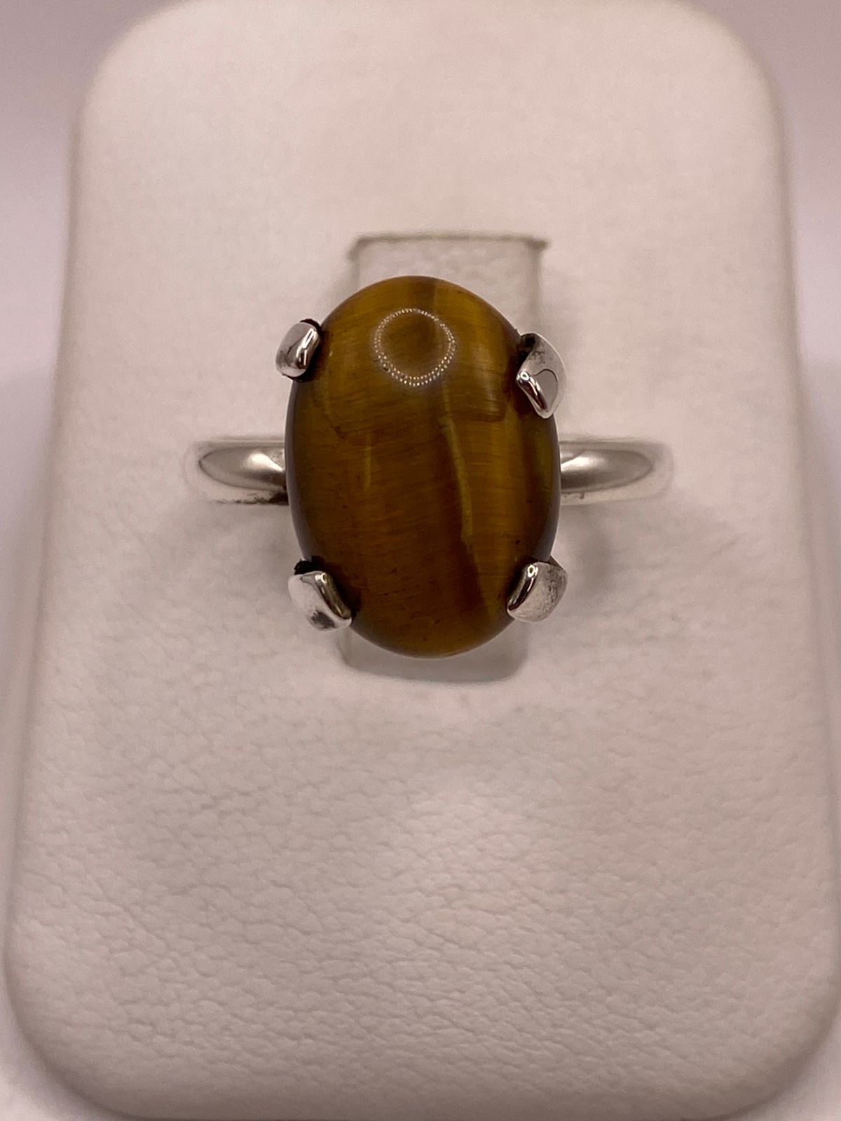 ANILLO CON OJO DE TIGRE DE PLATA LEY 925