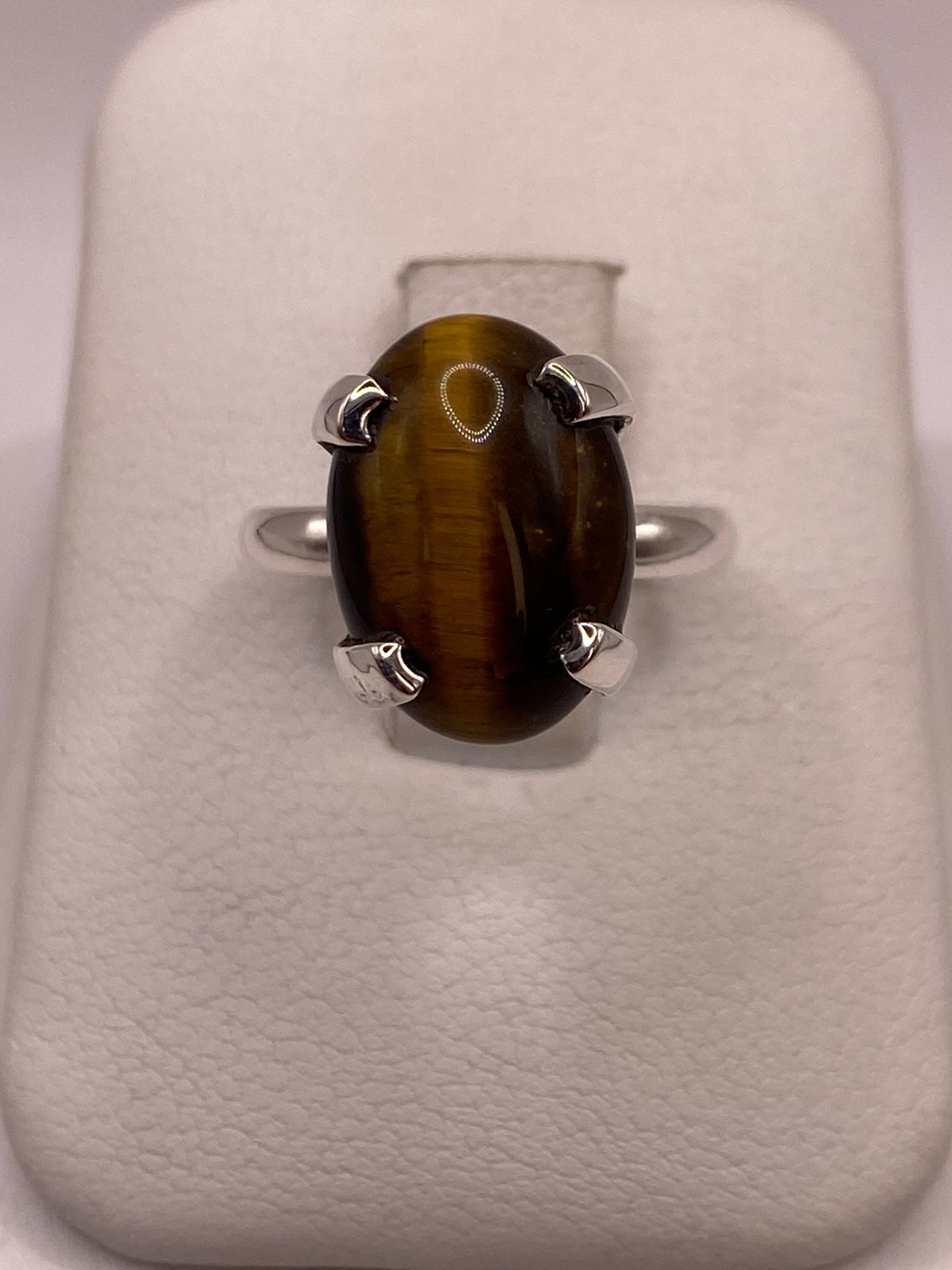 ANILLO CON OJO DE TIGRE DE PLATA LEY 925