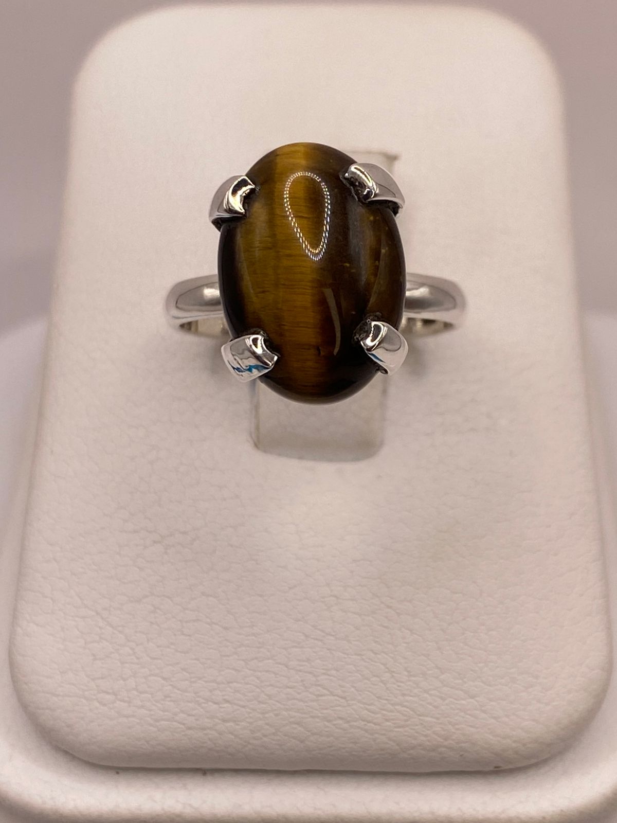 ANILLO CON OJO DE TIGRE DE PLATA LEY 925
