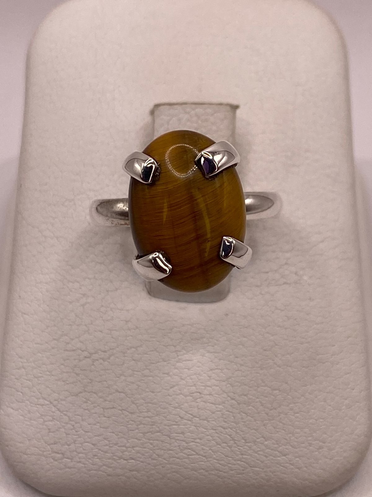 ANILLO CON OJO DE TIGRE DE PLATA LEY 925