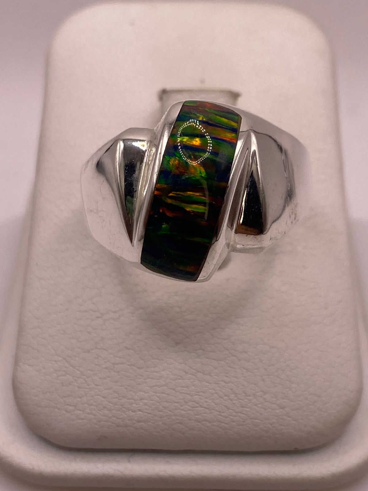 🌈🔥 Anillo de Ópalo de Fuego Multicolor en Plata Ley 925