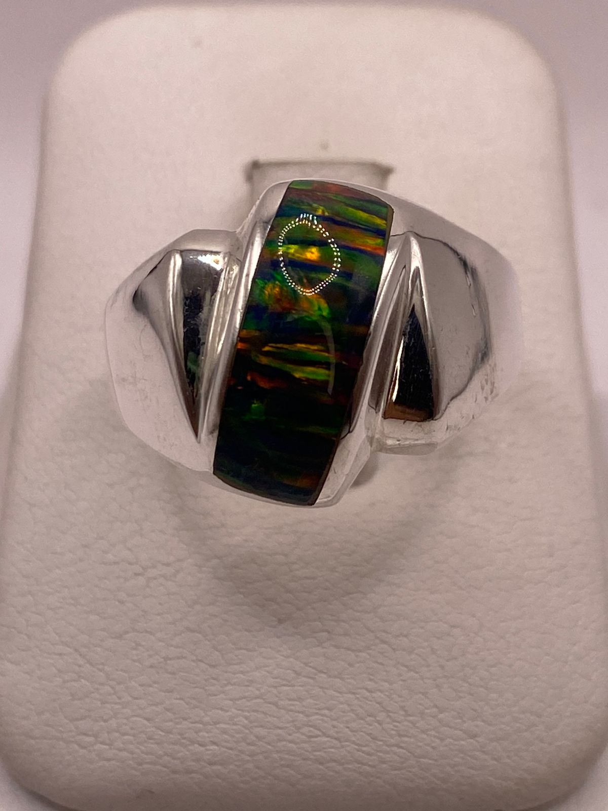 🌈🔥 Anillo de Ópalo de Fuego Multicolor en Plata Ley 925
