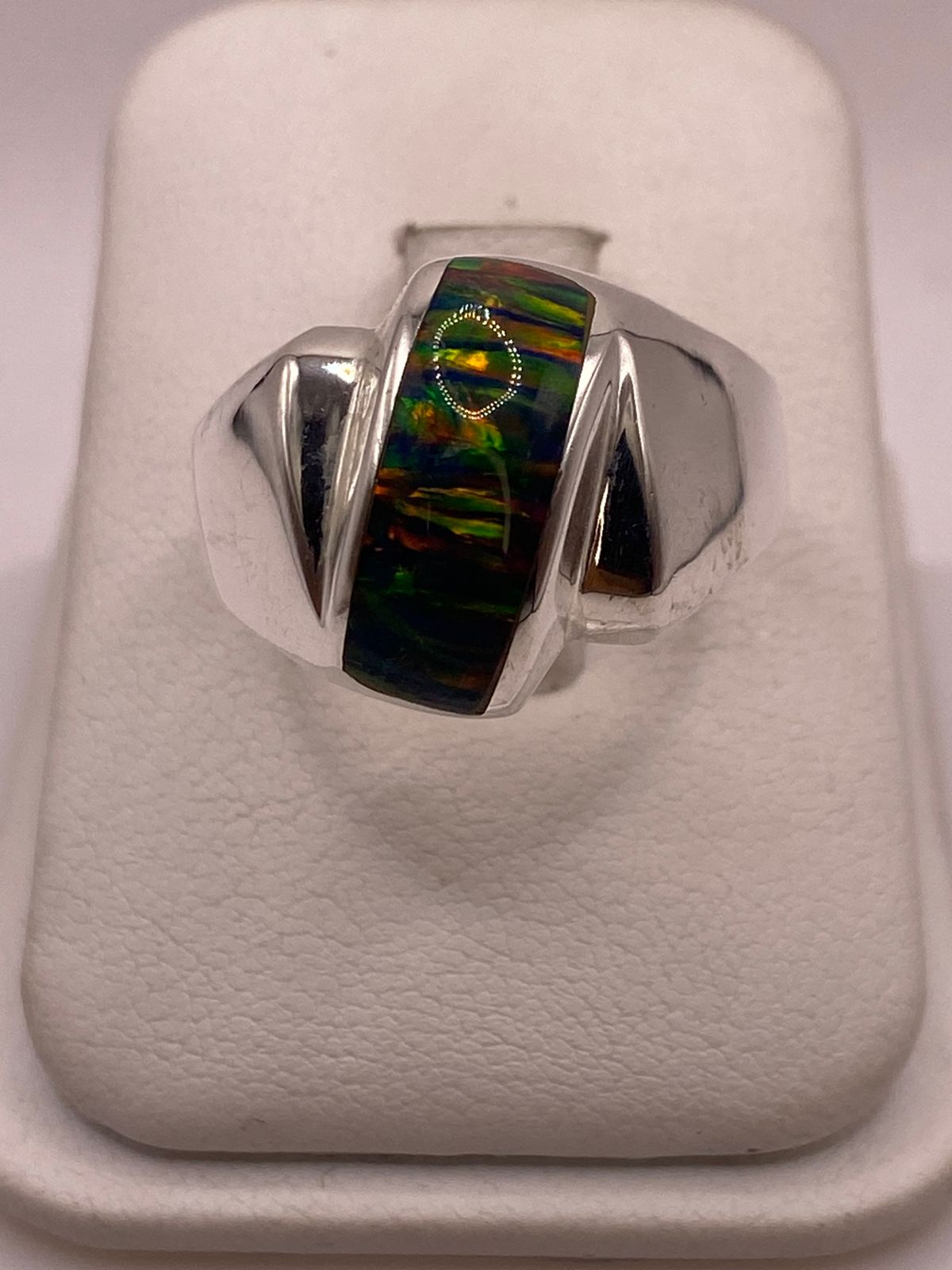🌈🔥 Anillo de Ópalo de Fuego Multicolor en Plata Ley 925