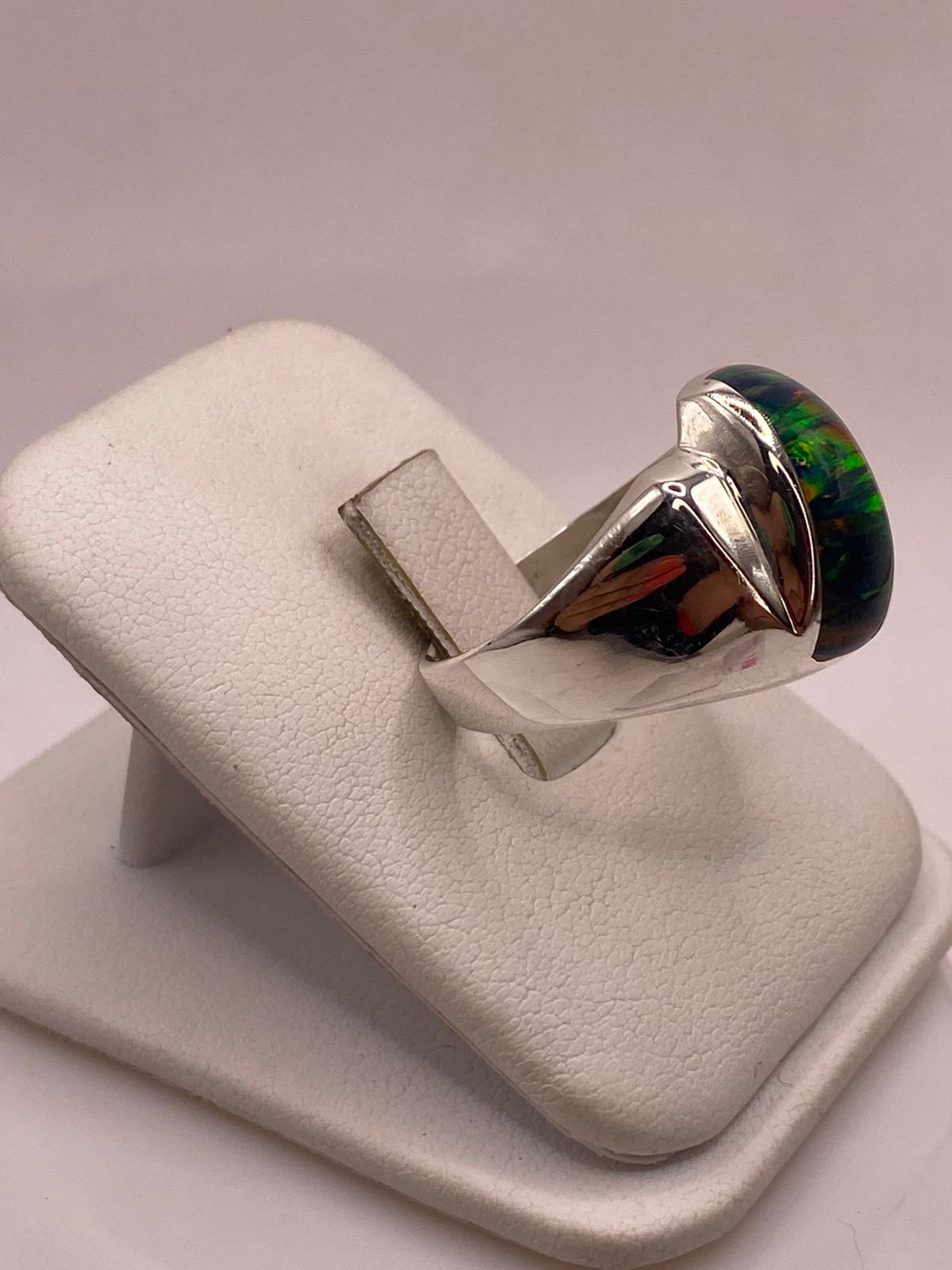 🌈🔥 Anillo de Ópalo de Fuego Multicolor en Plata Ley 925
