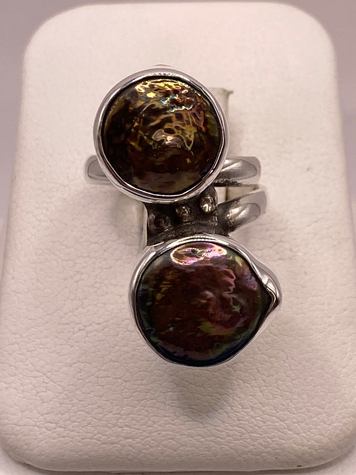 ANILLO DE PLATA LEY 925 CON ABULÓN