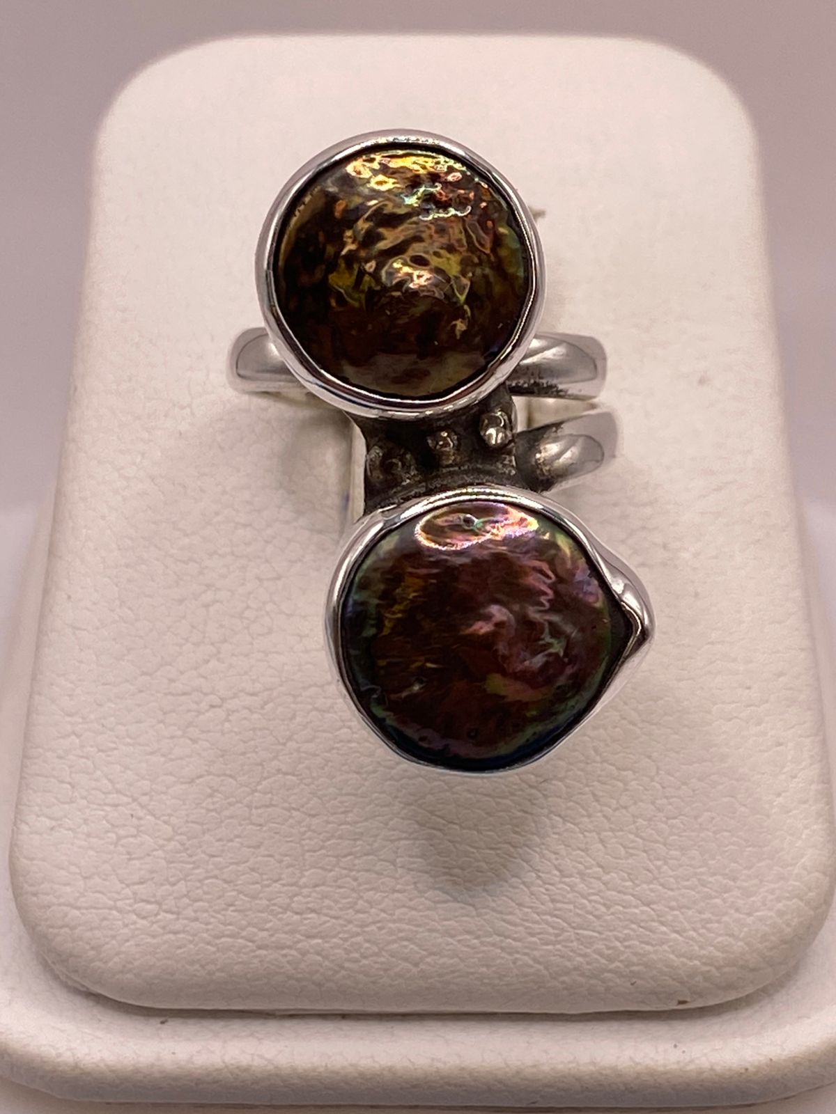 ANILLO DE PLATA LEY 925 CON ABULÓN