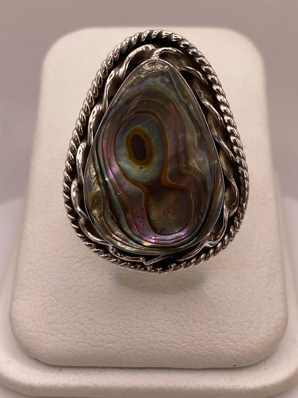 ANILLO DE PLATA LEY 925 CON ABULÓN NATURAL