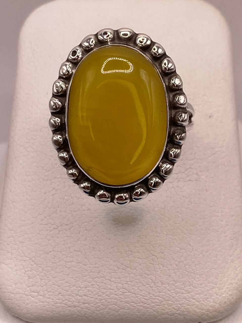 Anillo de Plata Ley 925 con Ágata Amarilla Natural