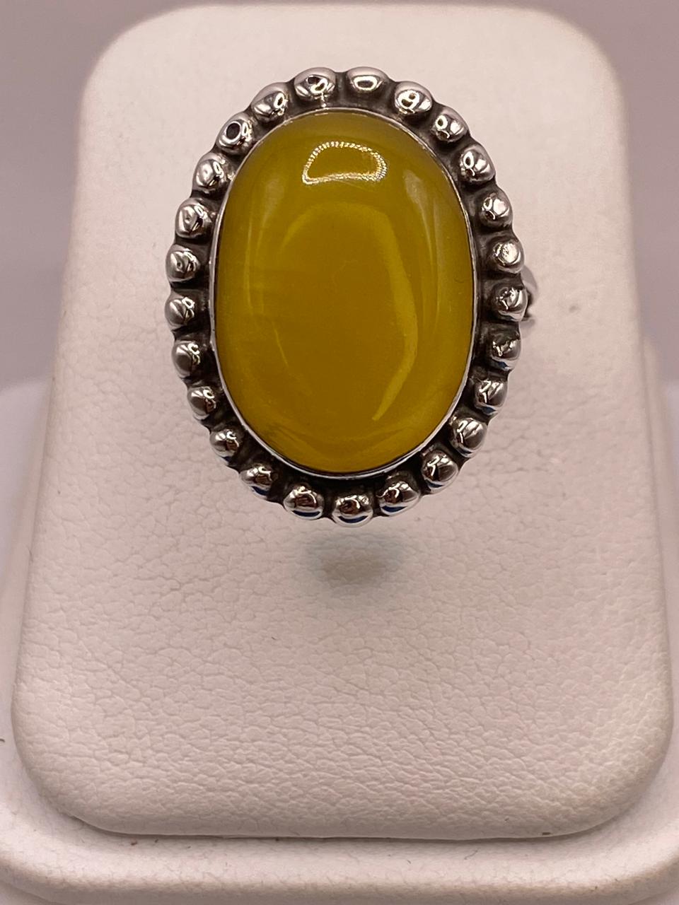 Anillo de Plata Ley 925 con Ágata Amarilla Natural