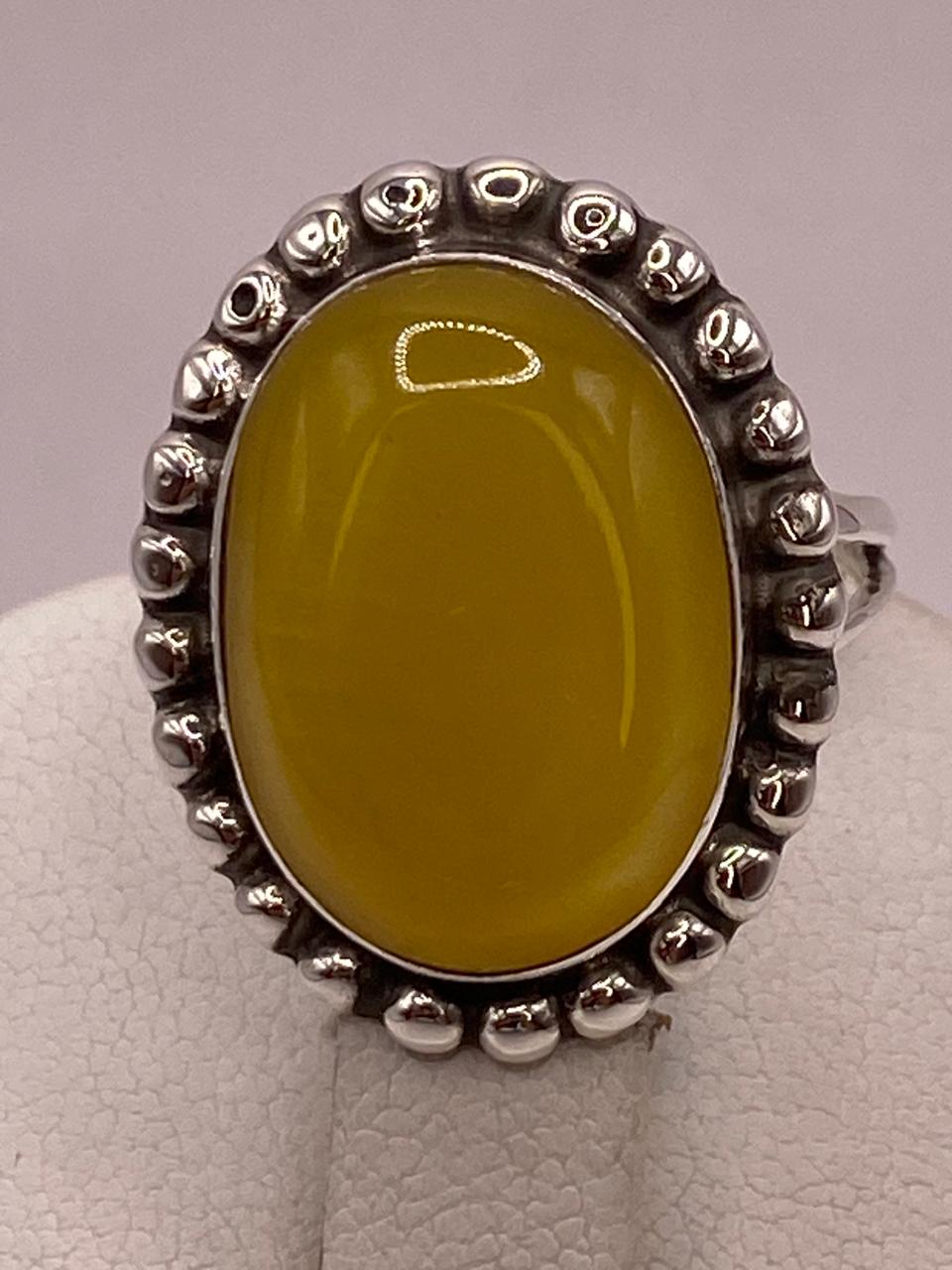 Anillo de Plata Ley 925 con Ágata Amarilla Natural