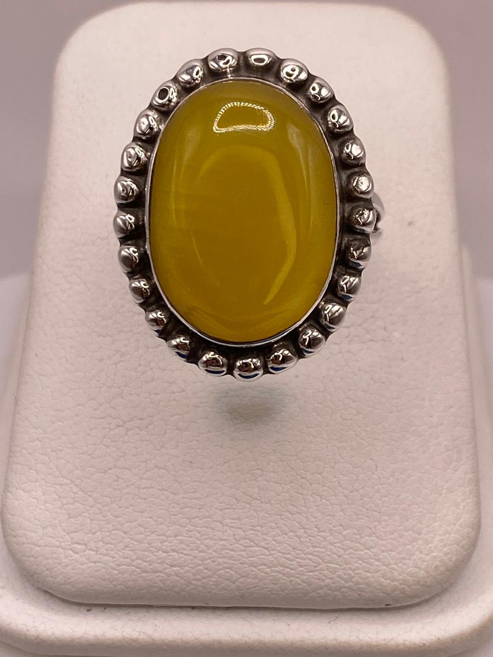 Anillo de Plata Ley 925 con Ágata Amarilla Natural