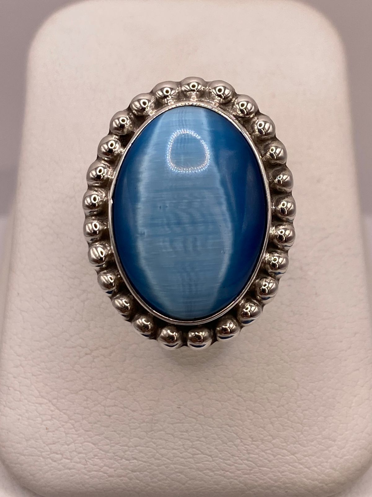ANILLO DE PLATA LEY 925 CON ÁGATA AZUL