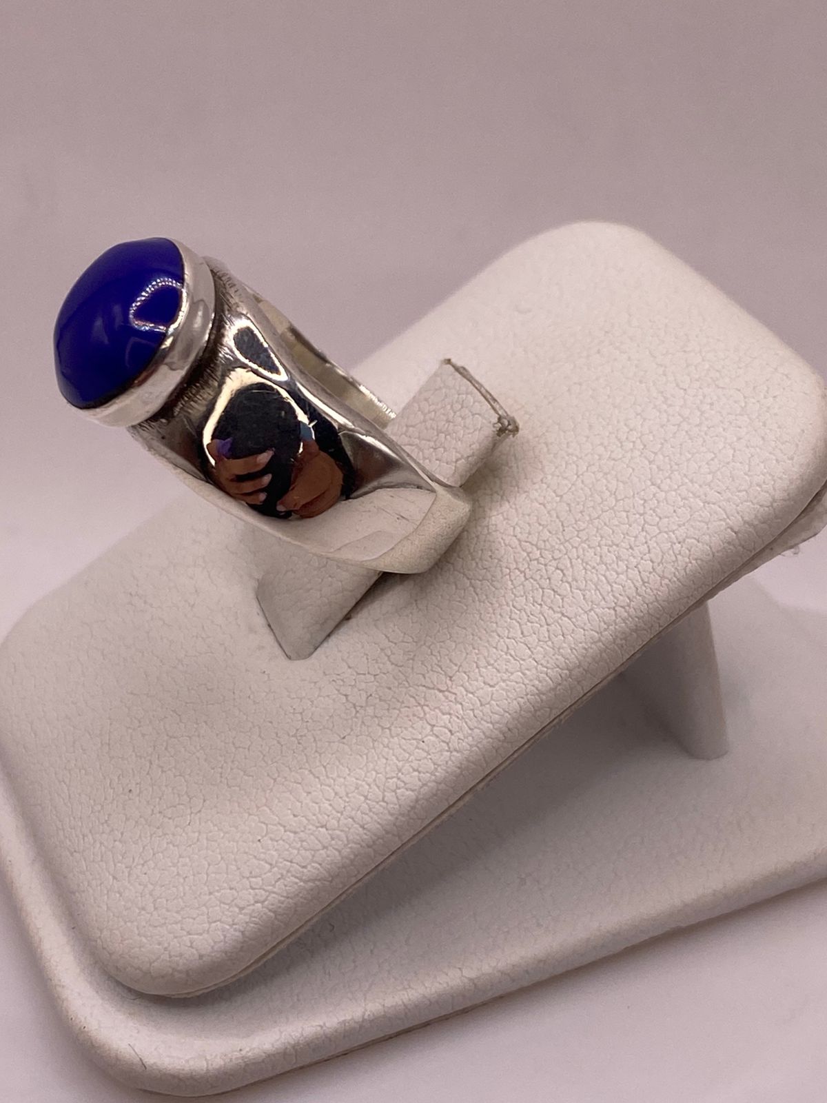ANILLO DE PLATA LEY 925 CON ÁGATA AZUL