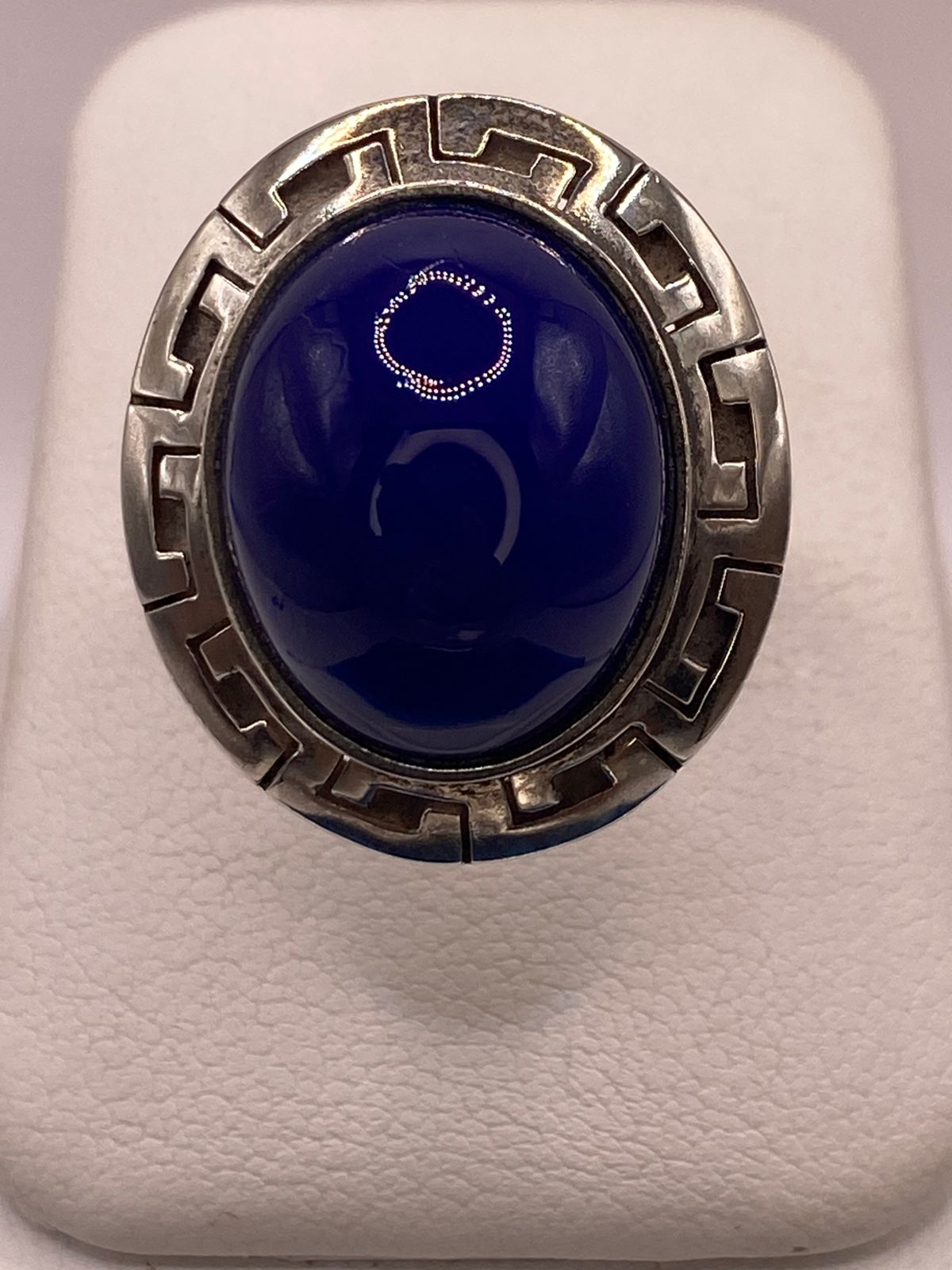 ANILLO DE PLATA LEY 925 CON ÁGATA AZUL