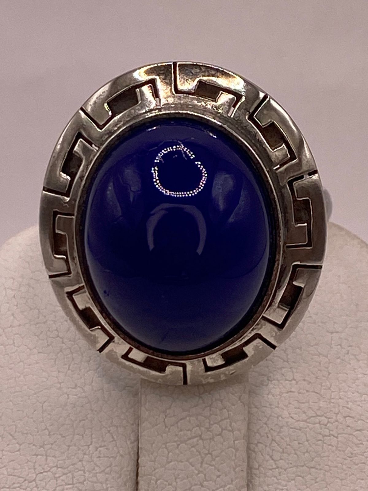 ANILLO DE PLATA LEY 925 CON ÁGATA AZUL