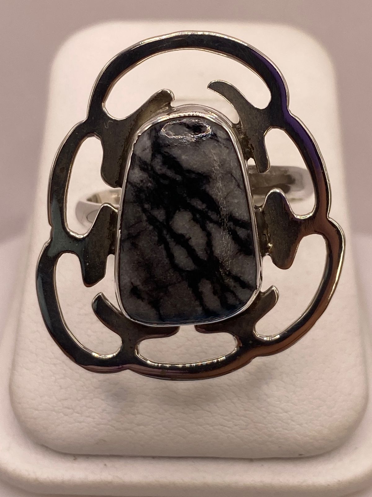 ANILLO DE PLATA LEY 925 CON ÁGATA GRIS