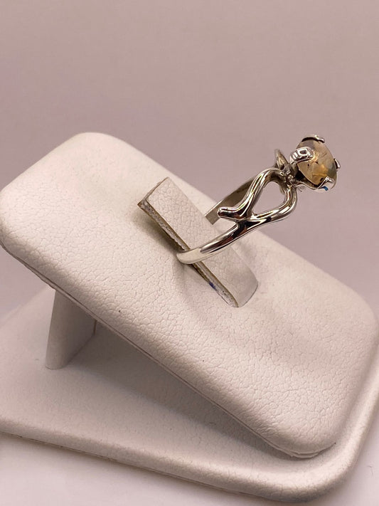 Anillo de Plata Ley 925 con Ámbar Ahumado, vista frontal