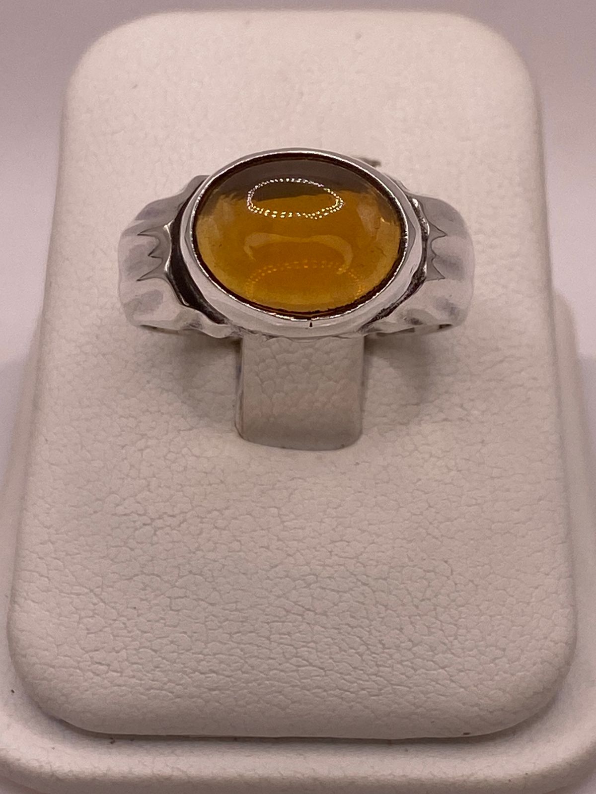 ANILLO DE PLATA LEY 925 CON ÁMBAR MIEL