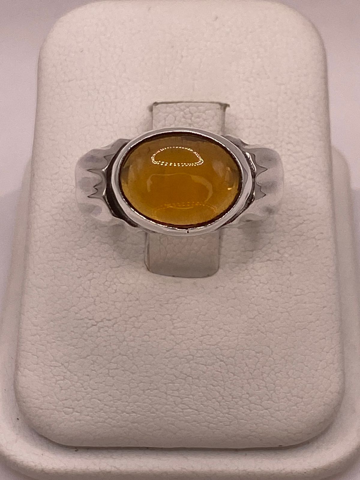 ANILLO DE PLATA LEY 925 CON ÁMBAR MIEL