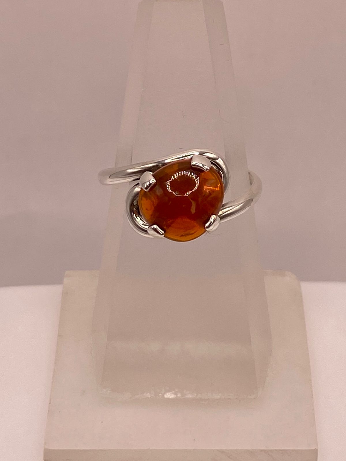 Anillo de Plata Ley 925 con Ámbar Natural