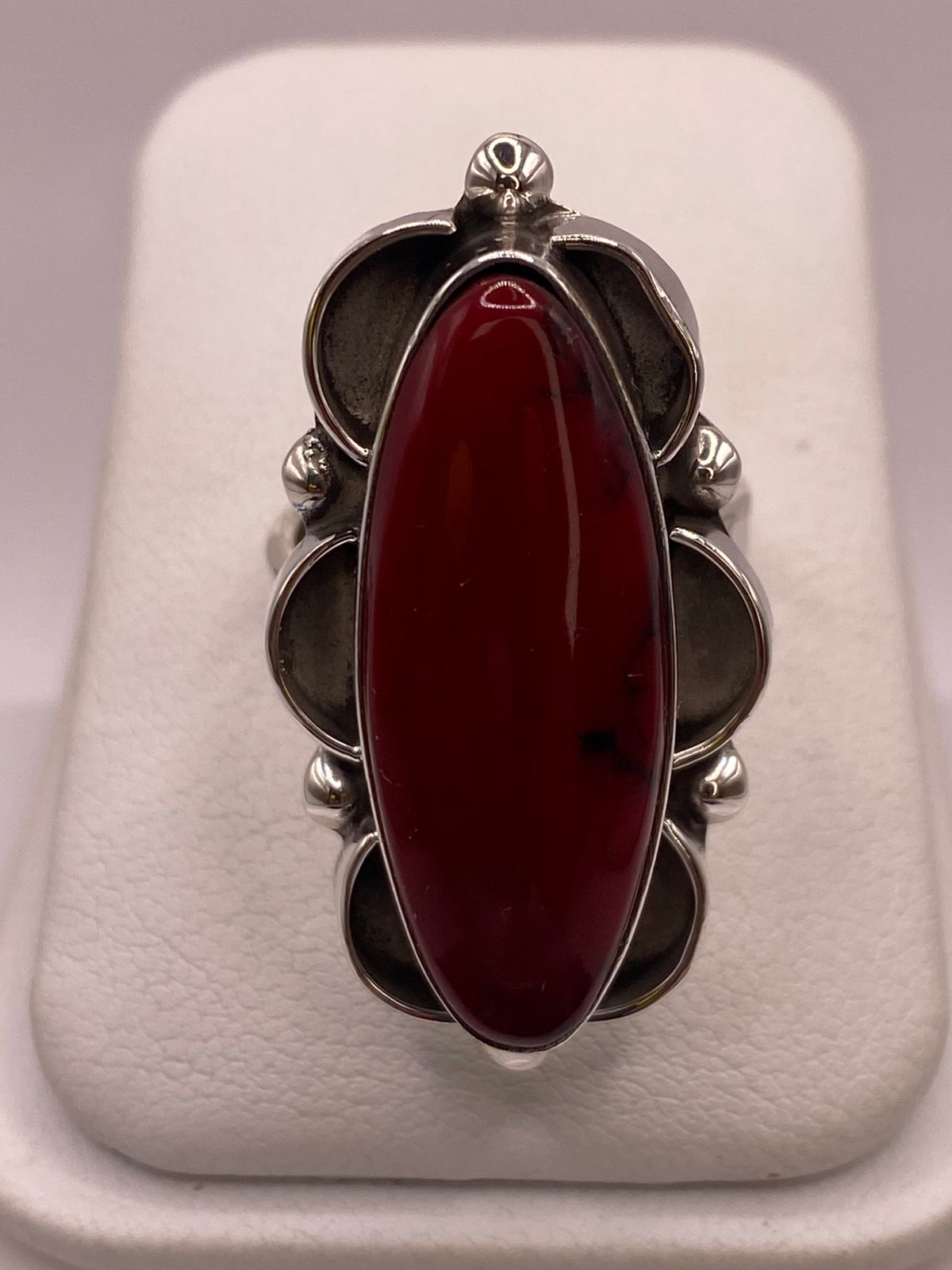 Anillo de Plata Ley 925 con Coral Rojo