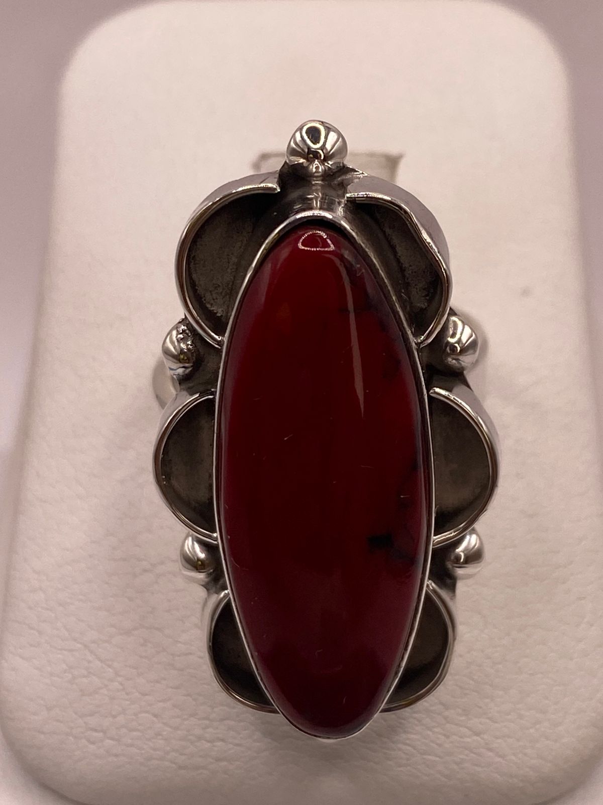 Anillo de Plata Ley 925 con Coral Rojo