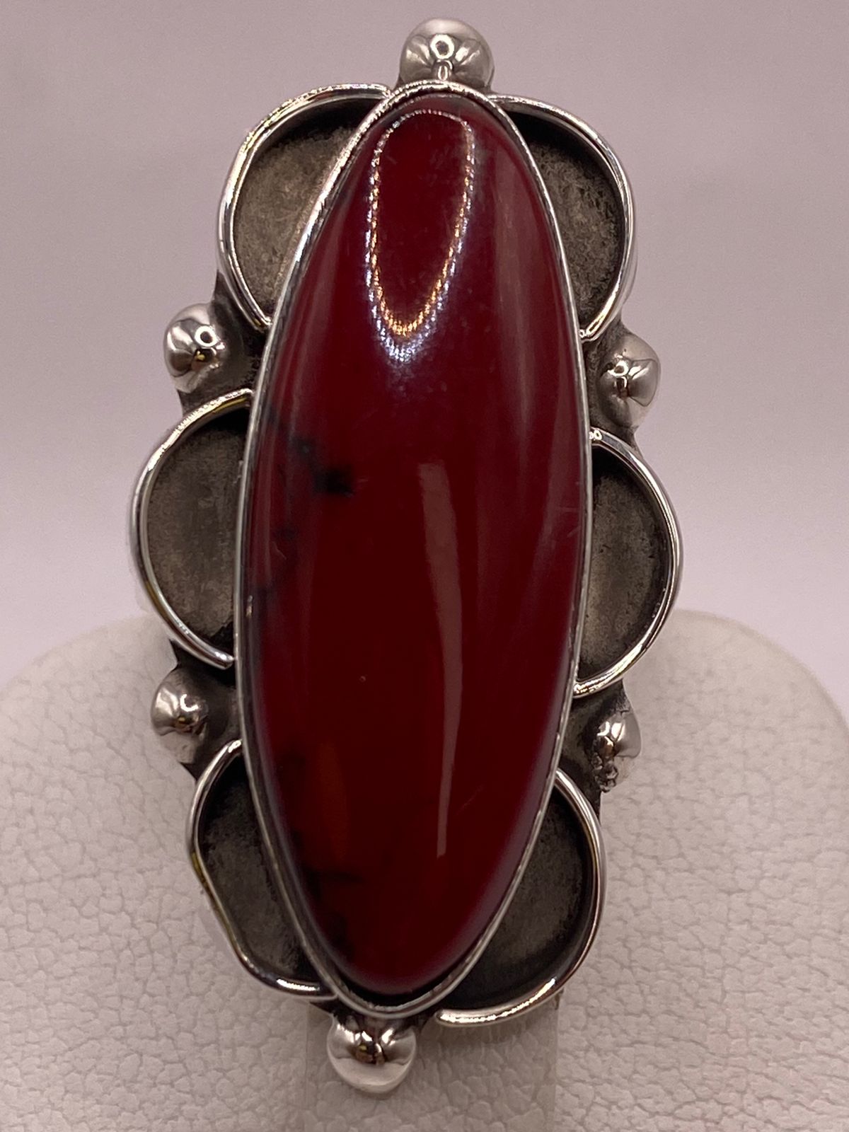 Anillo de Plata Ley 925 con Coral Rojo