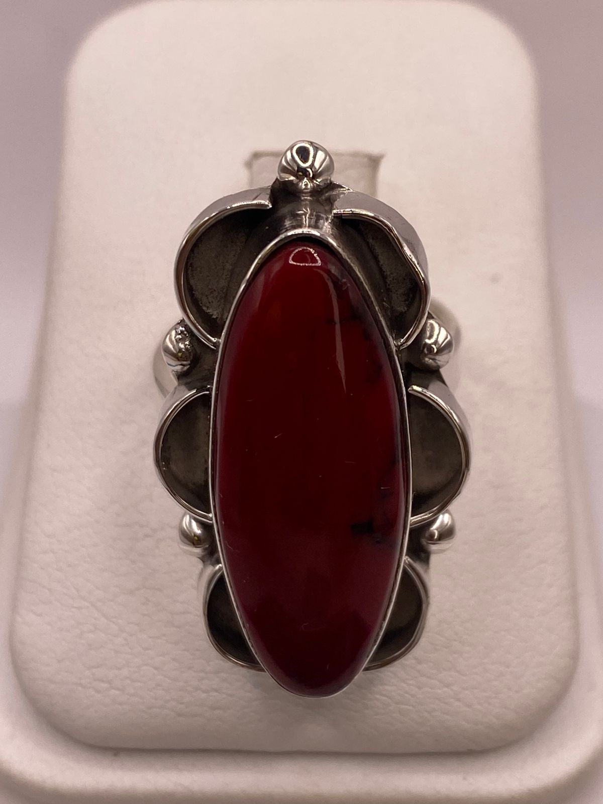 Anillo de Plata Ley 925 con Coral Rojo