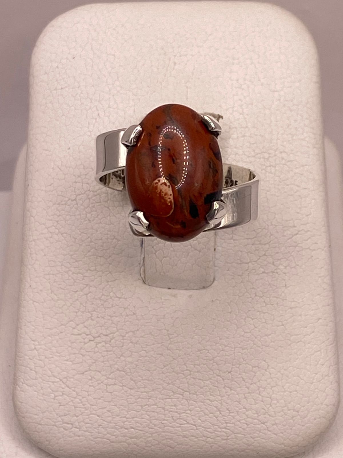ANILLO DE PLATA LEY 925 CON JASPE ROJO