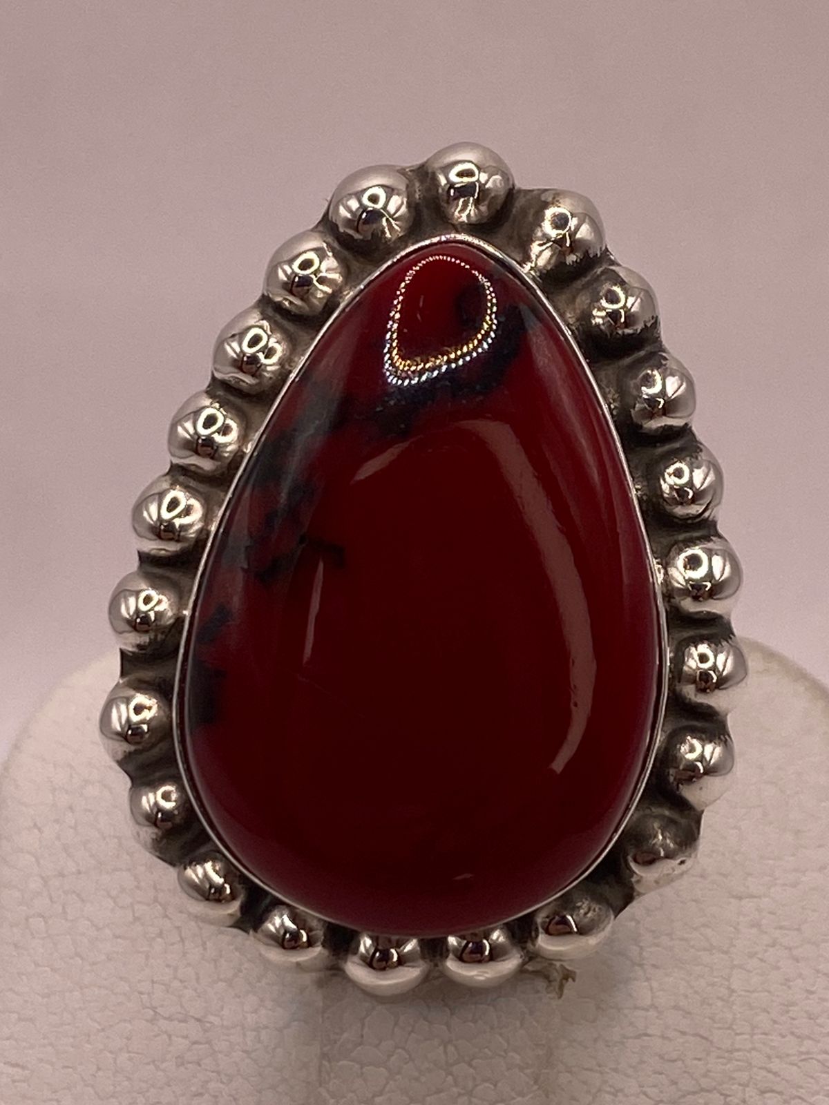 ANILLO DE PLATA LEY 925 CON JASPE ROJO