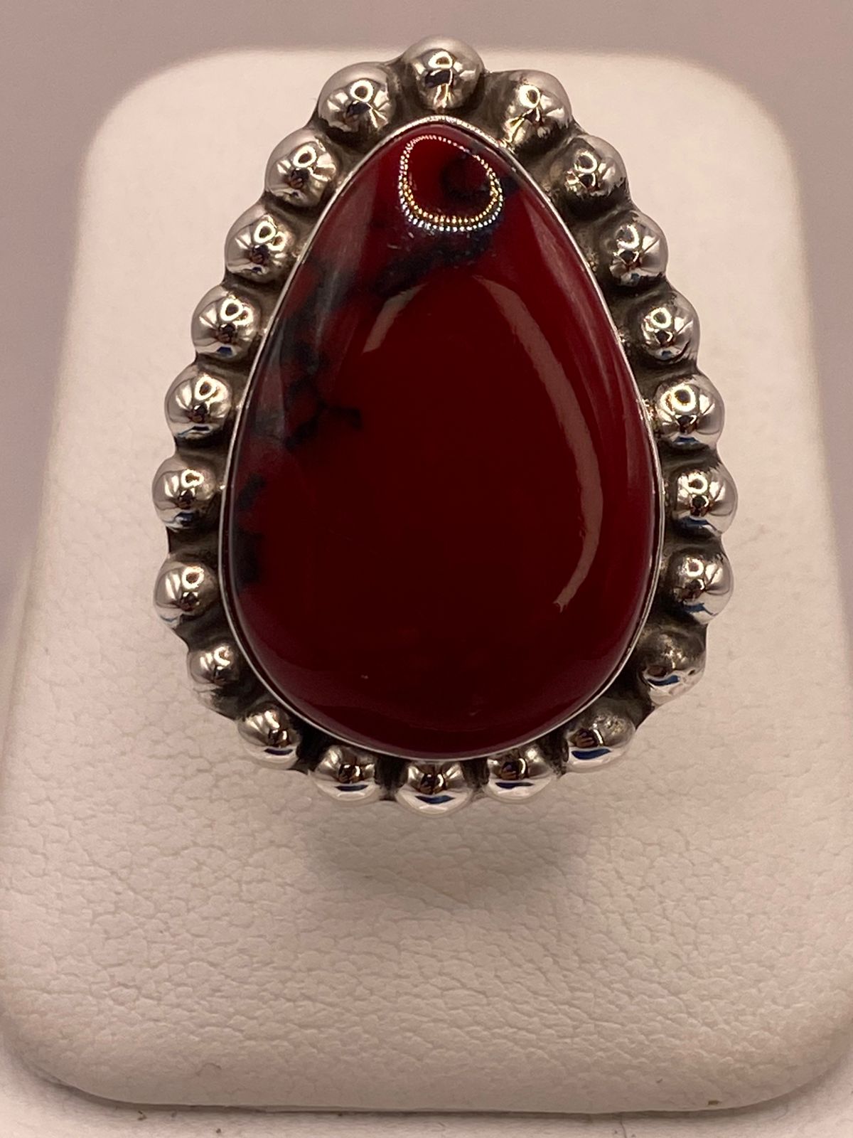 ANILLO DE PLATA LEY 925 CON JASPE ROJO