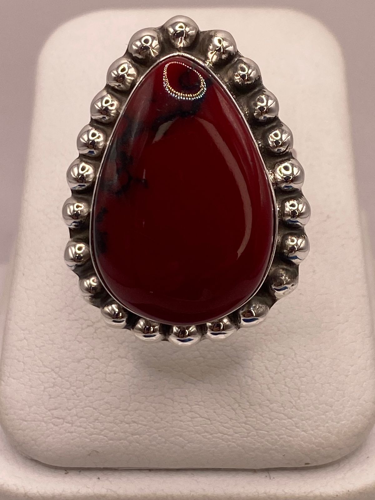 ANILLO DE PLATA LEY 925 CON JASPE ROJO