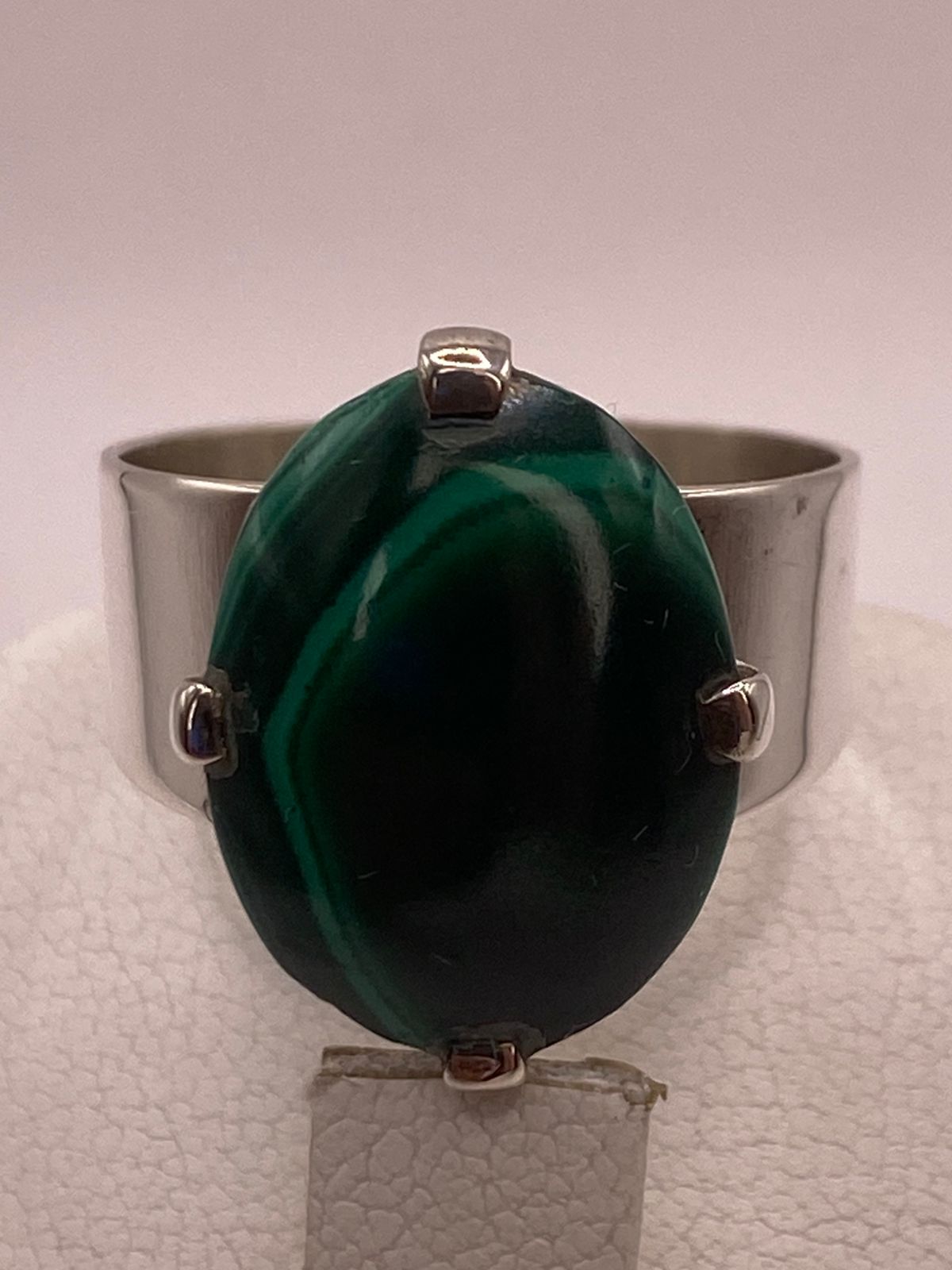 Anillo de Plata Ley 925 con Malaquita Natu