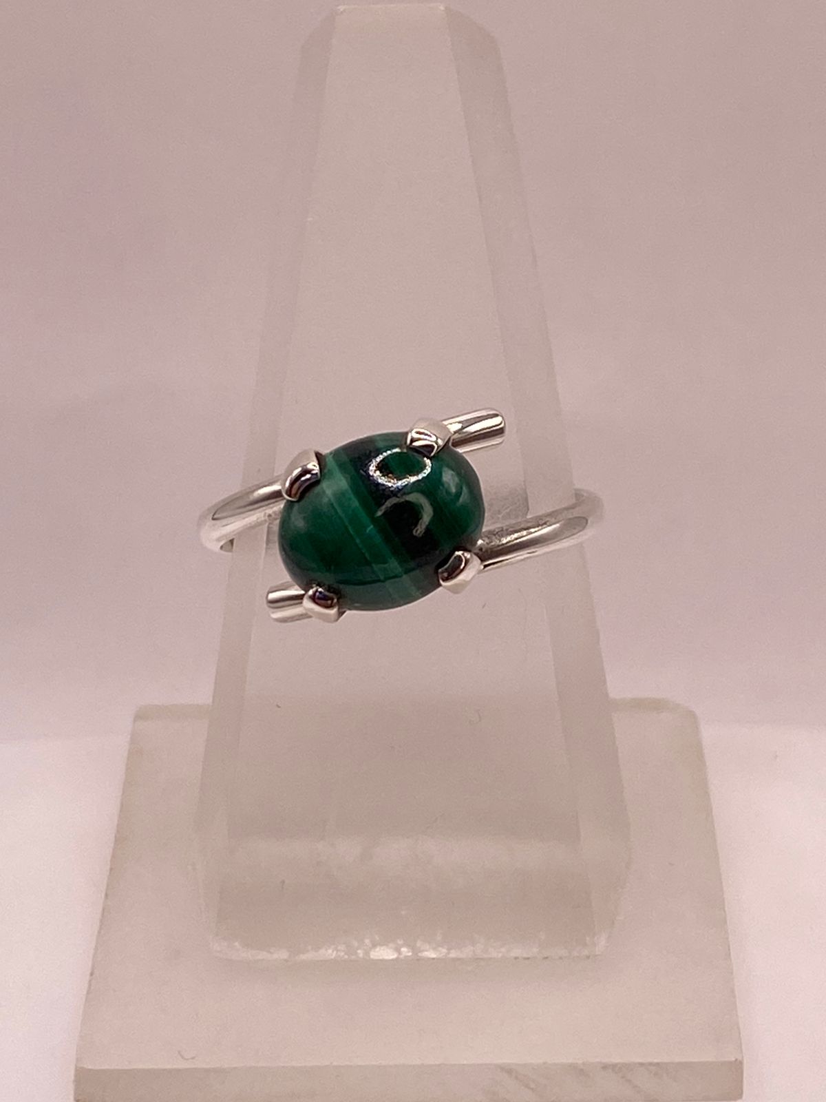 Anillo de Plata Ley 925 con Malaquita Natural