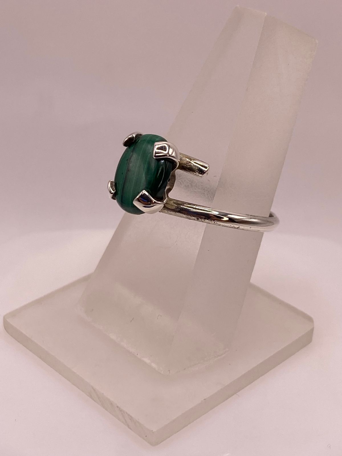 Anillo de Plata Ley 925 con Malaquita Natural
