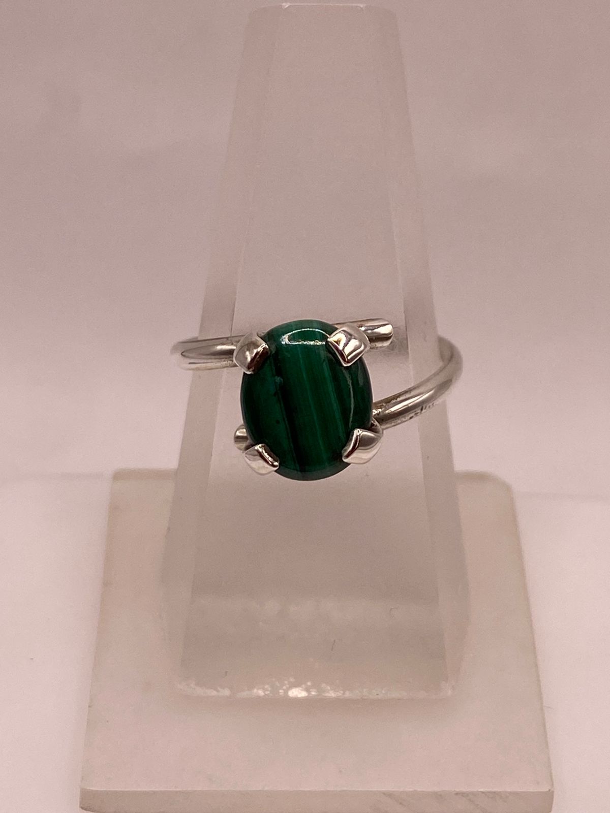 Anillo de Plata Ley 925 con Malaquita Natural