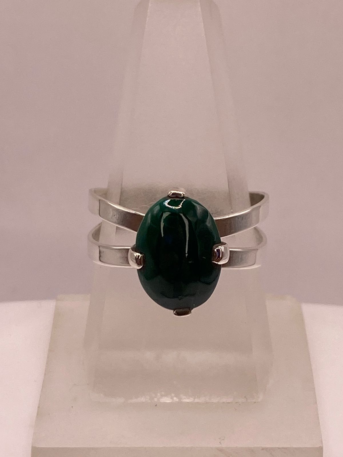 Anillo de Plata Ley 925 con Malaquita Natural