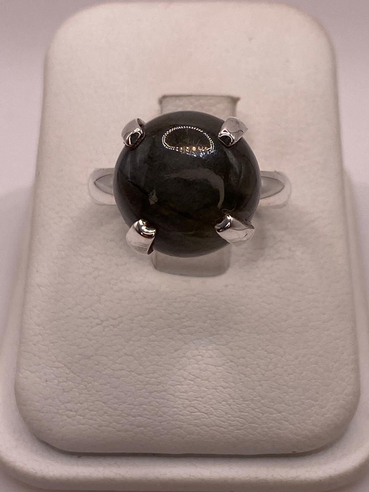 Anillo de Plata Ley 925 con Obsidiana Natural