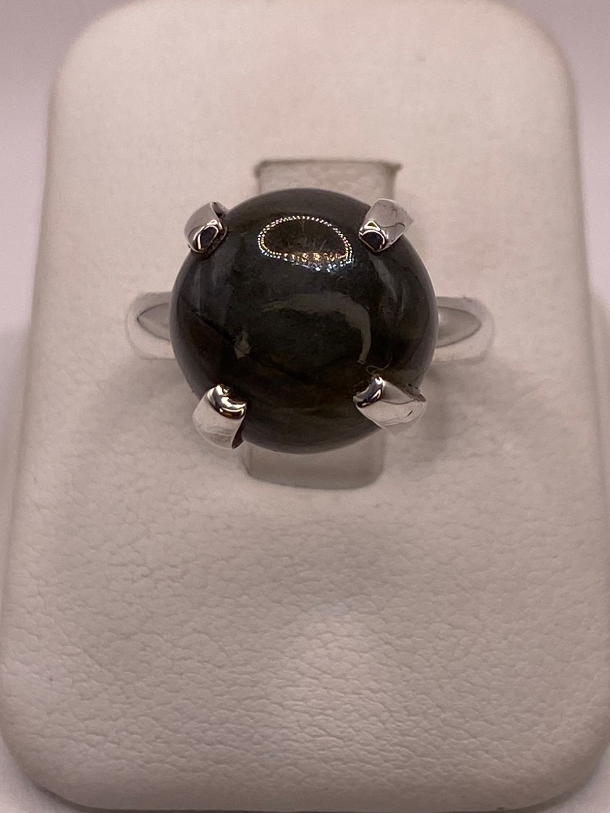 Anillo de Plata Ley 925 con Obsidiana Natural