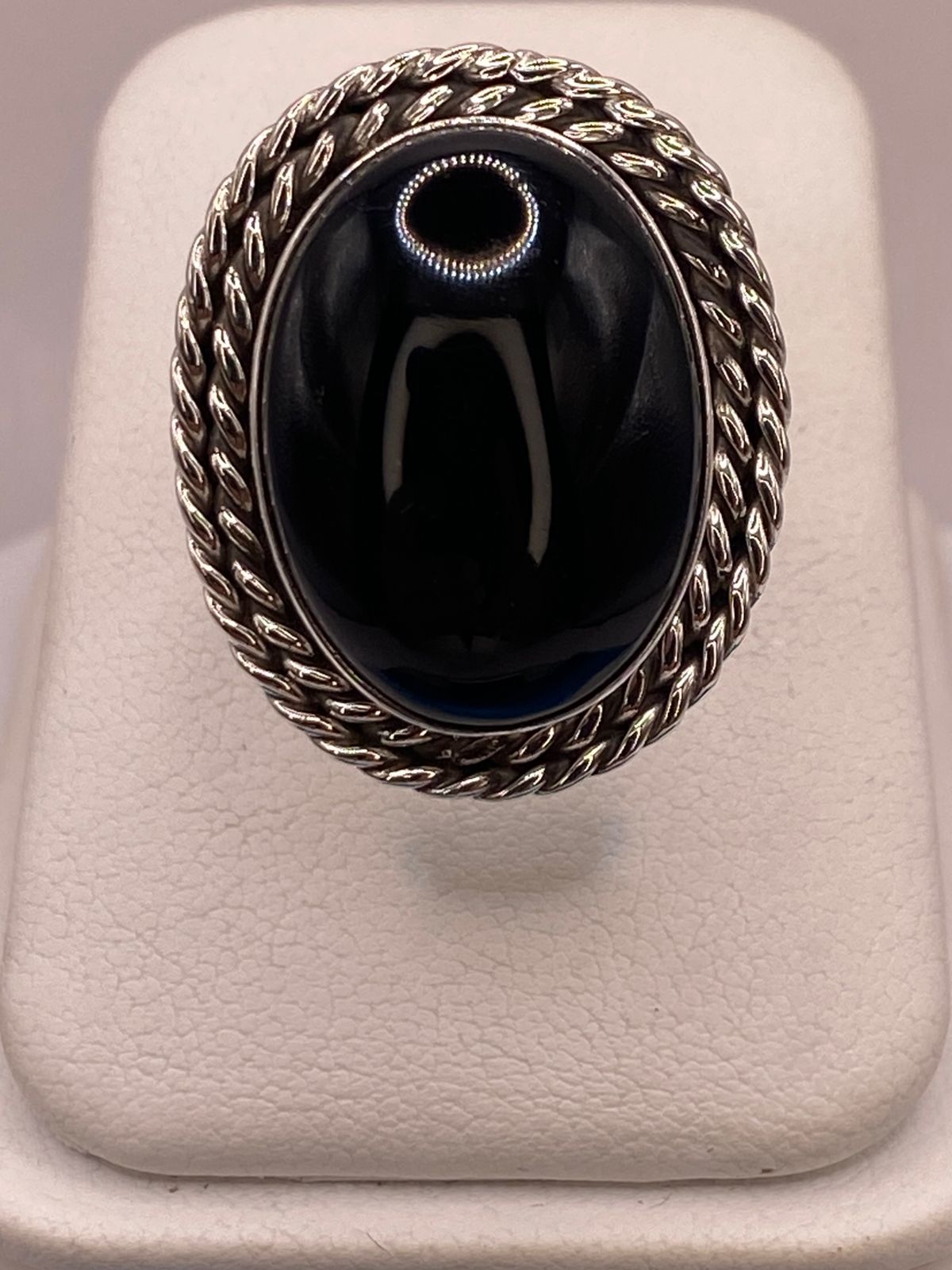 ANILLO DE PLATA LEY 925 CON ÓNIX NEGRO