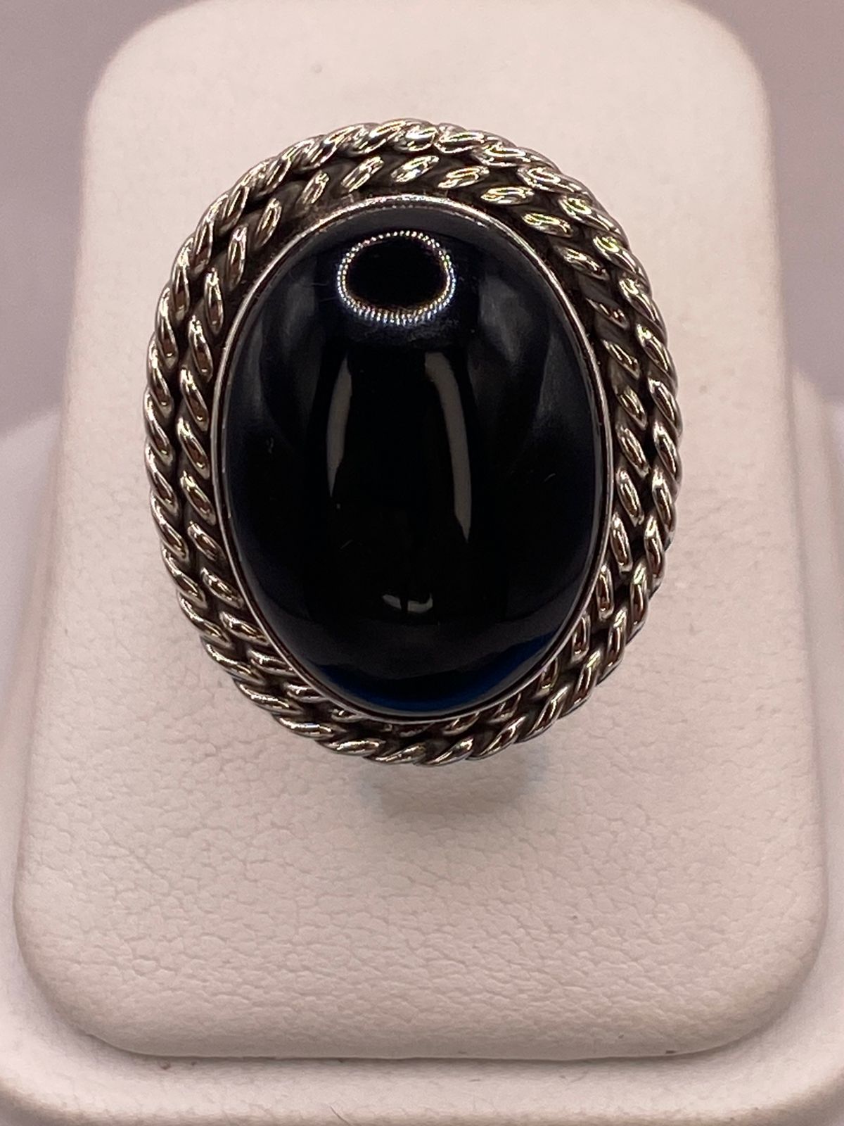 ANILLO DE PLATA LEY 925 CON ÓNIX NEGRO