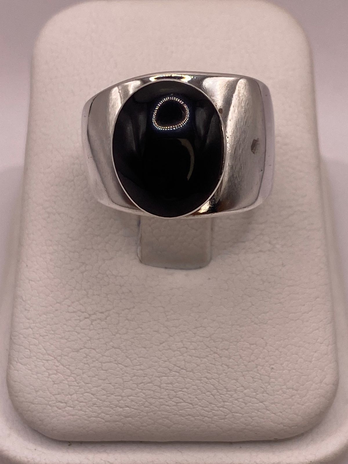 ANILLO DE PLATA LEY 925 CON ÓNIX NEGRO