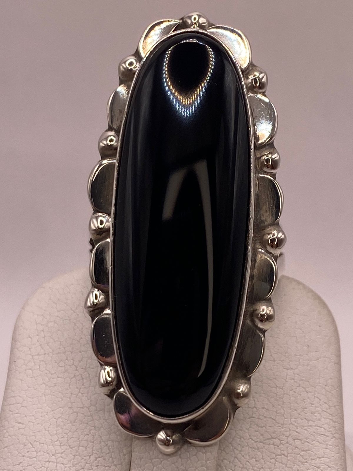 ANILLO DE PLATA LEY 925 CON ÓNIX NEGRO