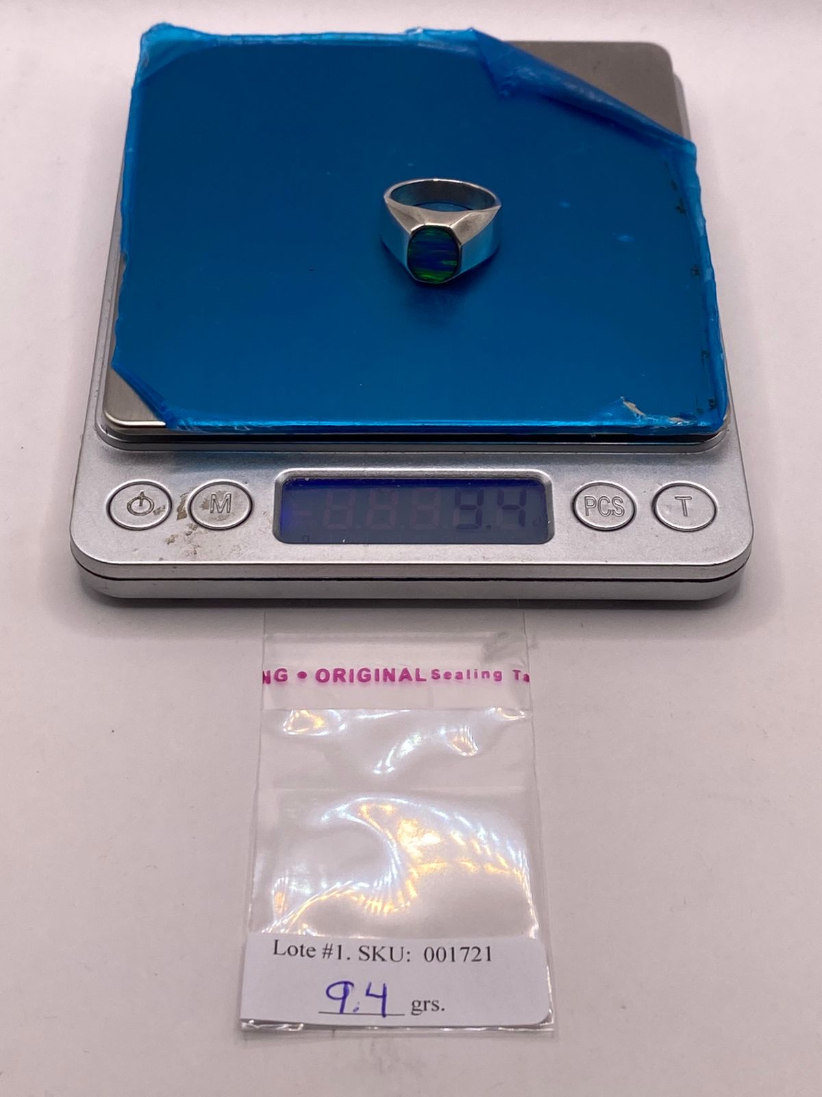 Anillo de Plata Ley 925 con Ópalo de Fuego Azul