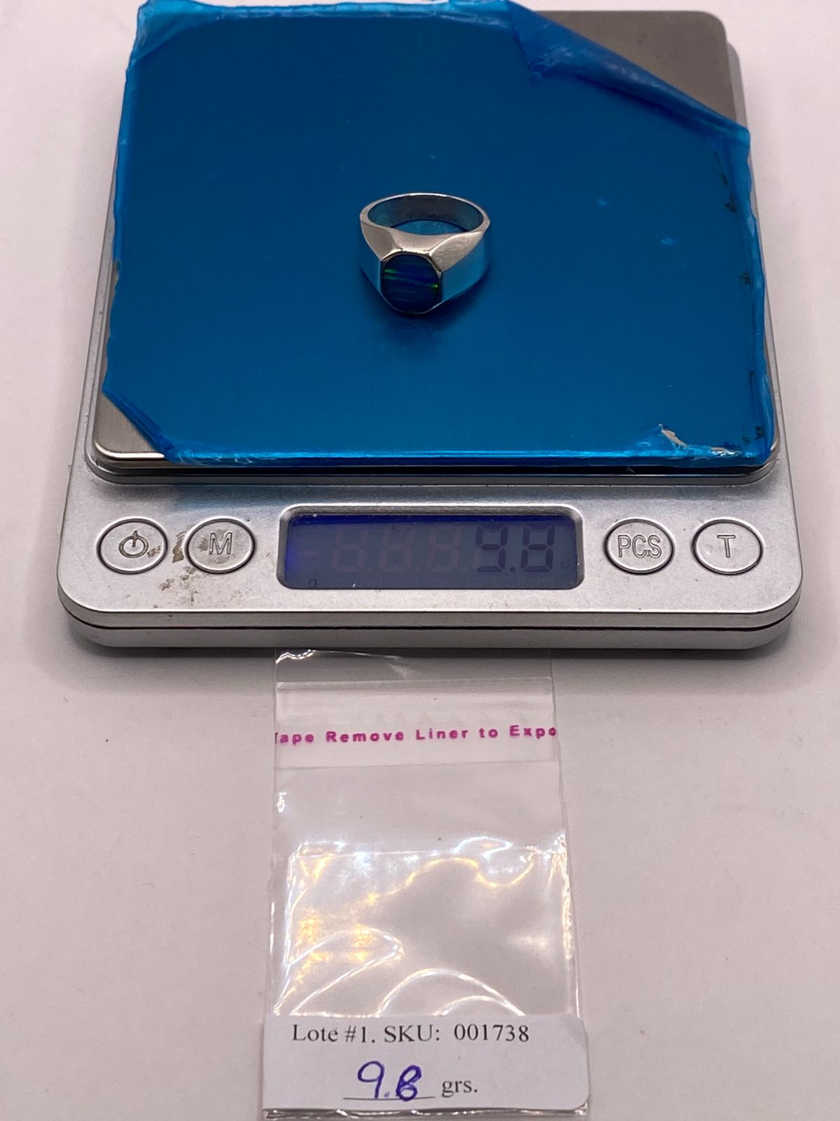 Anillo de Plata Ley 925 con Ópalo de Fuego Azul