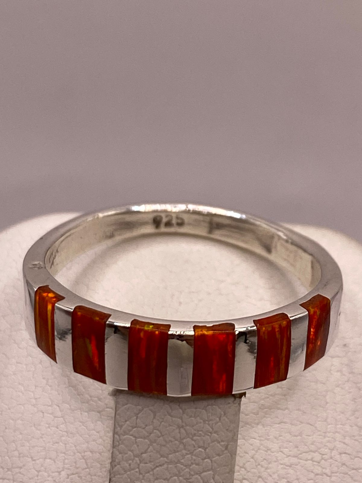 Anillo de Plata Ley 925 con Ópalo de Fuego Naranja