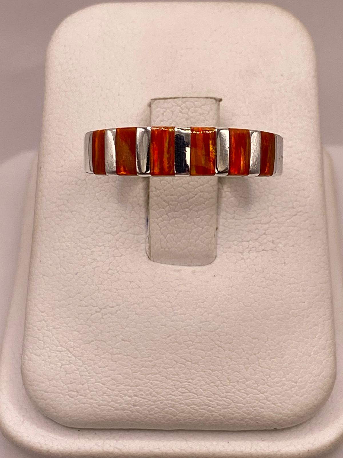 Anillo de Plata Ley 925 con Ópalo de Fuego Naranja