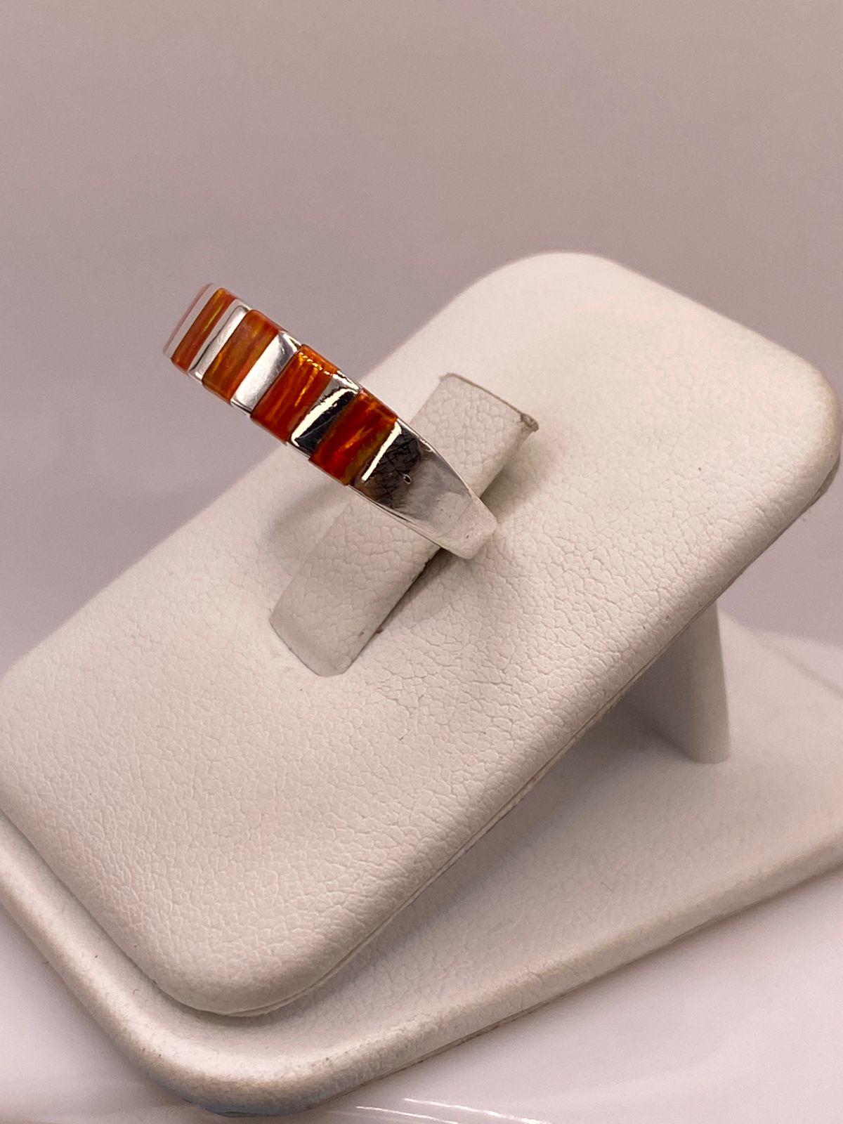Anillo de Plata Ley 925 con Ópalo de Fuego Naranja